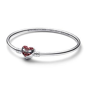 Brazalete rígido Pandora Moments con broche de máscara de Spiderman de Marvel Pandora Plata Esterlina