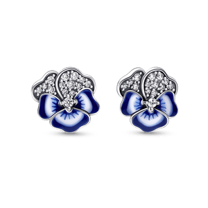 Aretes de botón Pensamiento azul