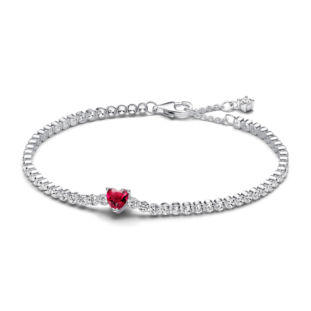 Brazalete de Tenis Corazón Brillante Rojo