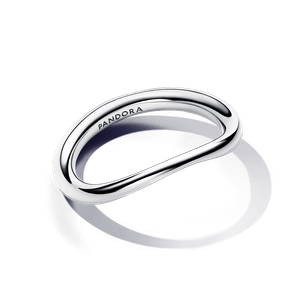 Anillo Banda Forma Orgánica Plata