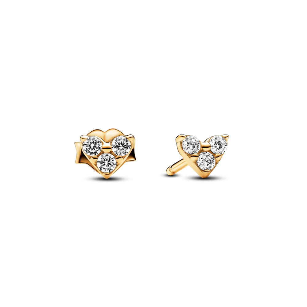 Aretes de Botón Corazón y Triple Gema