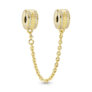 Cadena De Seguridad Con Logotipo Recubrimiento en Oro de 14k