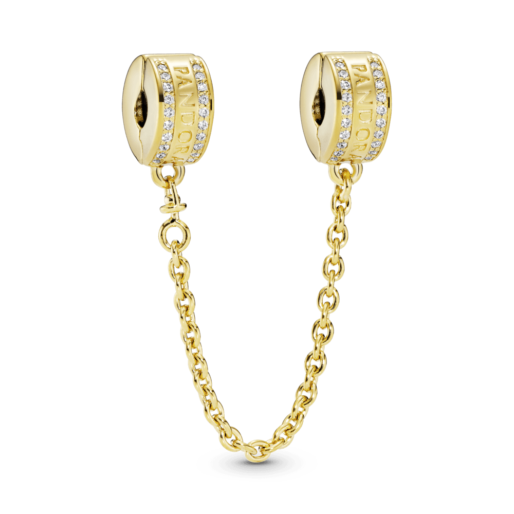 Cadena De Seguridad Con Logotipo Recubrimiento en Oro de 14k