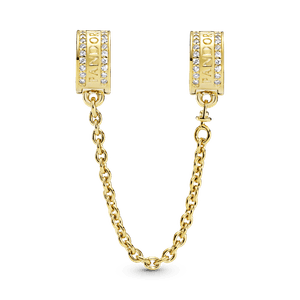 Cadena De Seguridad Con Logotipo Recubrimiento en Oro de 14k