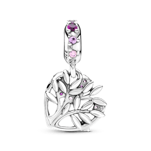 Charm colgante árbol genealógico con corazón rosa