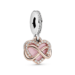 Charm colgante Corazón con Infinito resplandeciente Recubrimiento en Oro Rosa de 14k