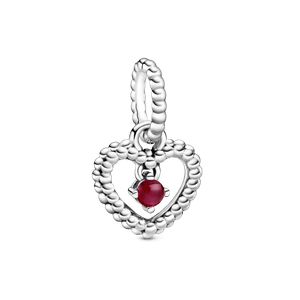 Charm colgante Corazón de abalorio rojo oscuro