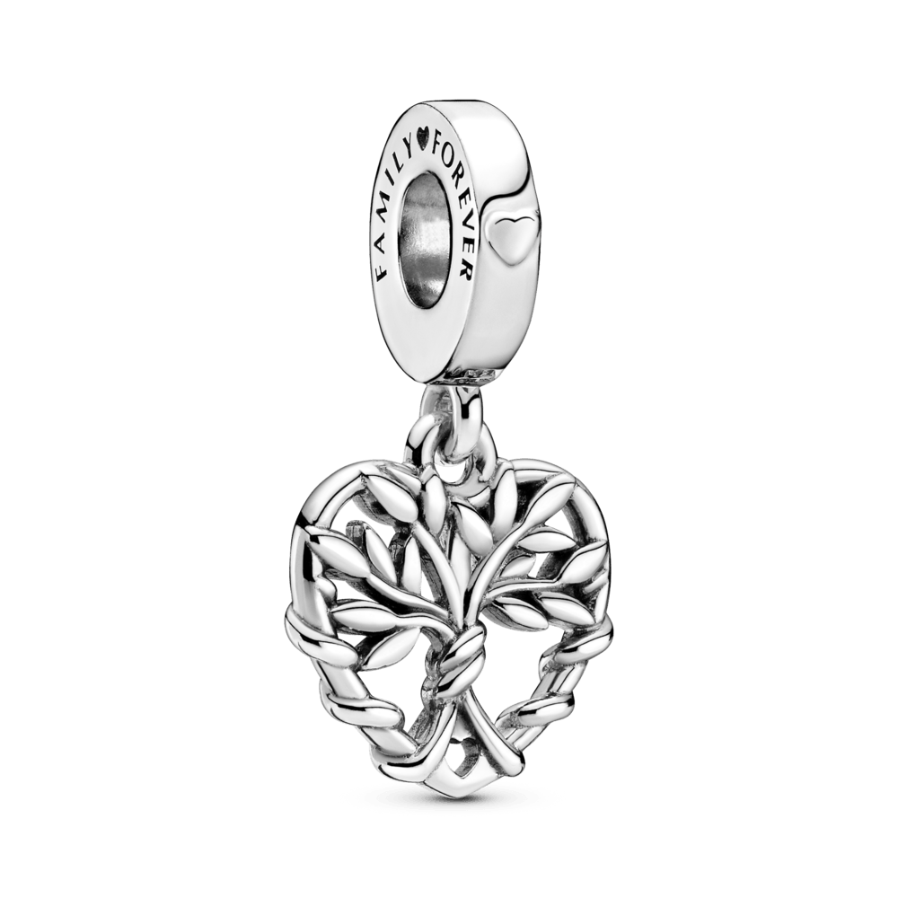 Charm colgante de corazón con árbol genealógico