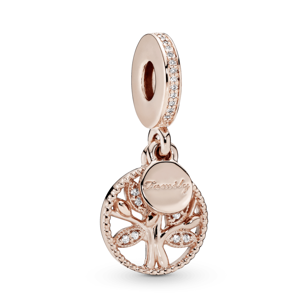 Charm Colgante Generaciones De Familia Recubrimiento en Oro Rosa de 14k