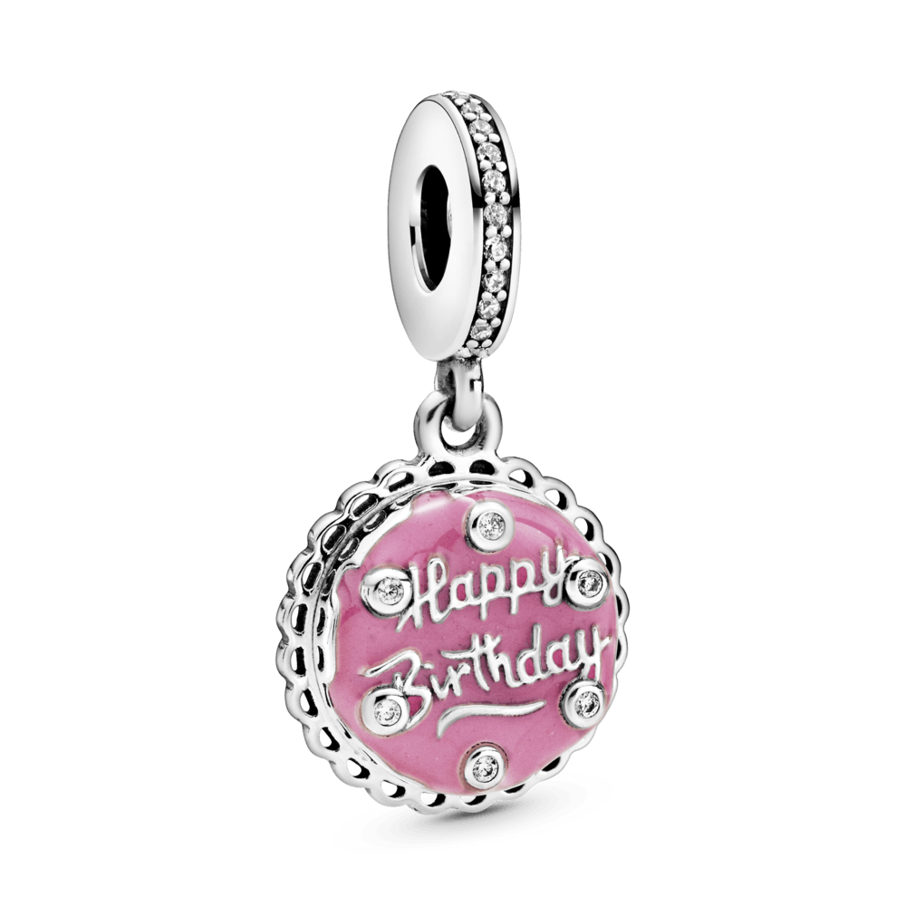 Charm colgante Pastel de cumpleaños rosa
