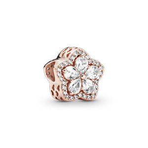 Charm Recubrimiento en Oro Rosa de 14k con pavé de copo de nieve brillante