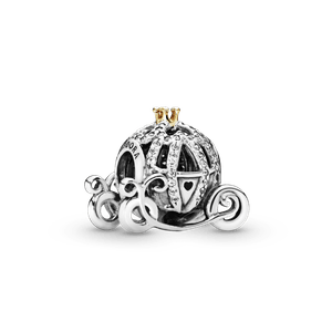 Charm Y Oro 14K Carruaje De Cenicienta De Disney Dos Tonos