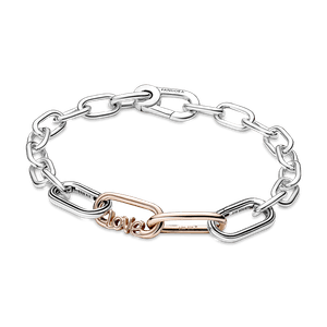 Eslabón De Estilo Con La Palabra Amor Recubrimiento en Oro Rosa De 14K Pandora Me