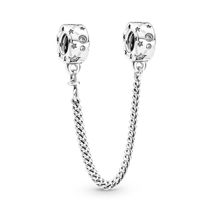 Cadena De Seguridad En Plata De Ley Estrellas & Galaxia