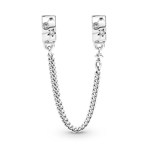 Cadena De Seguridad En Plata De Ley Estrellas & Galaxia