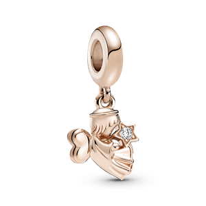 Charm Colgante Con Recubrimiento En Oro De 14K Ángel Con Alas De Corazón