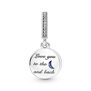 Charm Colgante Doble En Plata De Ley Árbol & Luna De La Galaxia