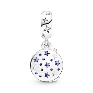 Charm Colgante Doble Santa Claus En La Luna Recubrimiento en Oro 14k