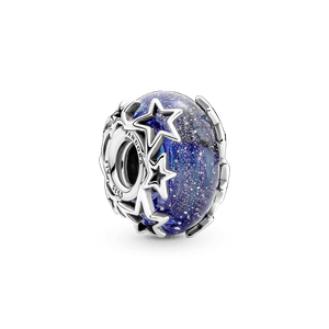 Charm De Cristal De Murano En Plata De Ley Galaxia & Estrella