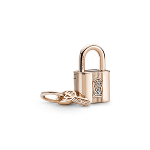 Charm Colgante Candado Y Llave Recubrimiento En Oro Rosa 14k