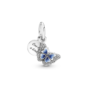 Charm Colgante Doble Mariposa Azul Y Frase