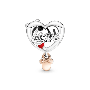 Charm Corazón De Mamá Con Minnie Mouse De Disney Recubrimiento En Oro Rosa De 14K
