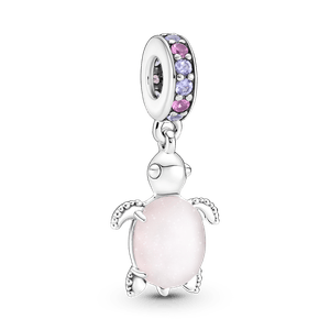 Charm colgante Tortuga de mar rosa de cristal Murano