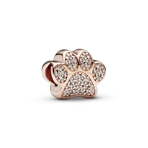 Charm Huella de patita reluciente Recubrimiento en Oro Rosa de 14k