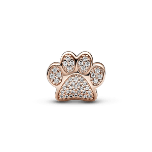 Charm Huella de patita reluciente Recubrimiento en Oro Rosa de 14k