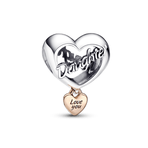 Charm Corazón te amo hija Recubrimiento en Oro Rosa de 14k