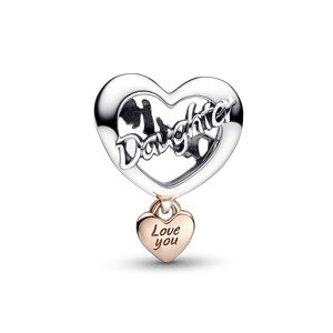 Charm Corazón te amo hija Recubrimiento en Oro Rosa de 14k