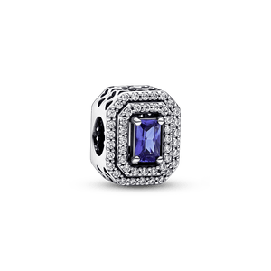 Charm rectangular en niveles Azul brillante Pandora Plata Esterlina