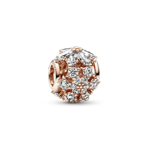 Charm redondo Racimo herbario reluciente Recubrimiento en Oro Rosa de 14k