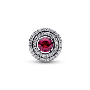 Charm redondo rojo en niveles Pandora Plata Esterlina