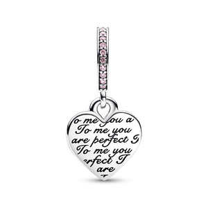 Charm colgante doble Corazón infinito de dos tonos
