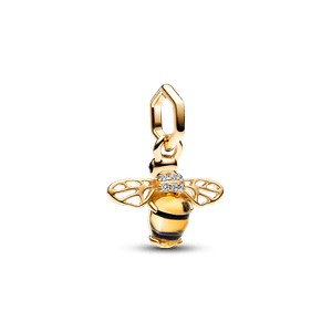 Charm colgante Abeja reluciente Recubrimiento en Oro de 14k