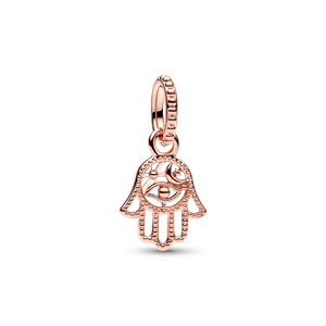 Charm colgante Mano Hamsa protectora Recubrimiento en Oro Rosa de 14k