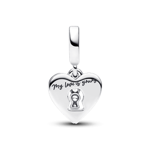 Charm Colgante Doble Corazón Rojo y Cerradura