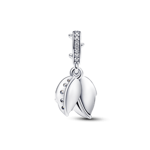 Charm Colgante Doble Rosa Blanca Floreciendo