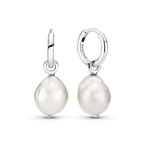 Aretes De Aro Perla Cultivada De Agua Dulce Barroca