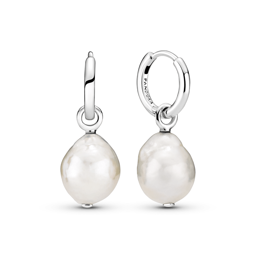 Aretes De Aro Perla Cultivada De Agua Dulce Barroca