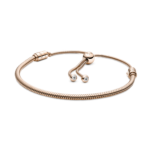 Brazalete Deslizante Diseño Cadena de Serpiente en Oro Rosa 14k