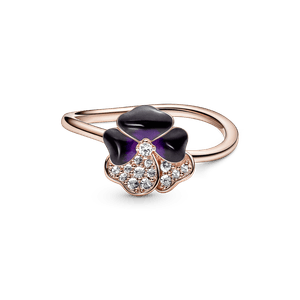 Anillo Pensamiento Morado Intenso En Recubrimiento En Oro Rosa 14K