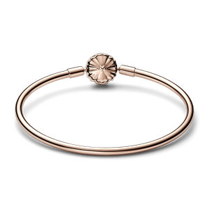 Brazalete rígido con broche Copo de nieve reluciente Pandora Moments Recubrimiento en Oro Rosa de 14k