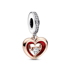 Charm colgante de corazón radiante de dos tonos