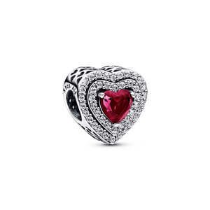 Charm corazón con cerezas en plata esterlina
