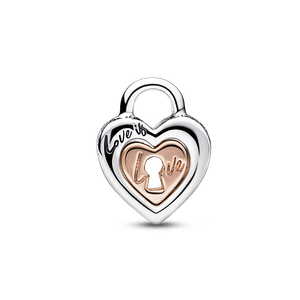 Charm de corazón con candado de dos tonos