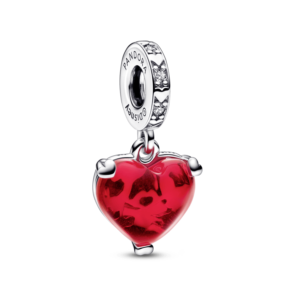 Disney Mickey & Minnie Mouse Beso Rojo Murano Glass Dangle Charm