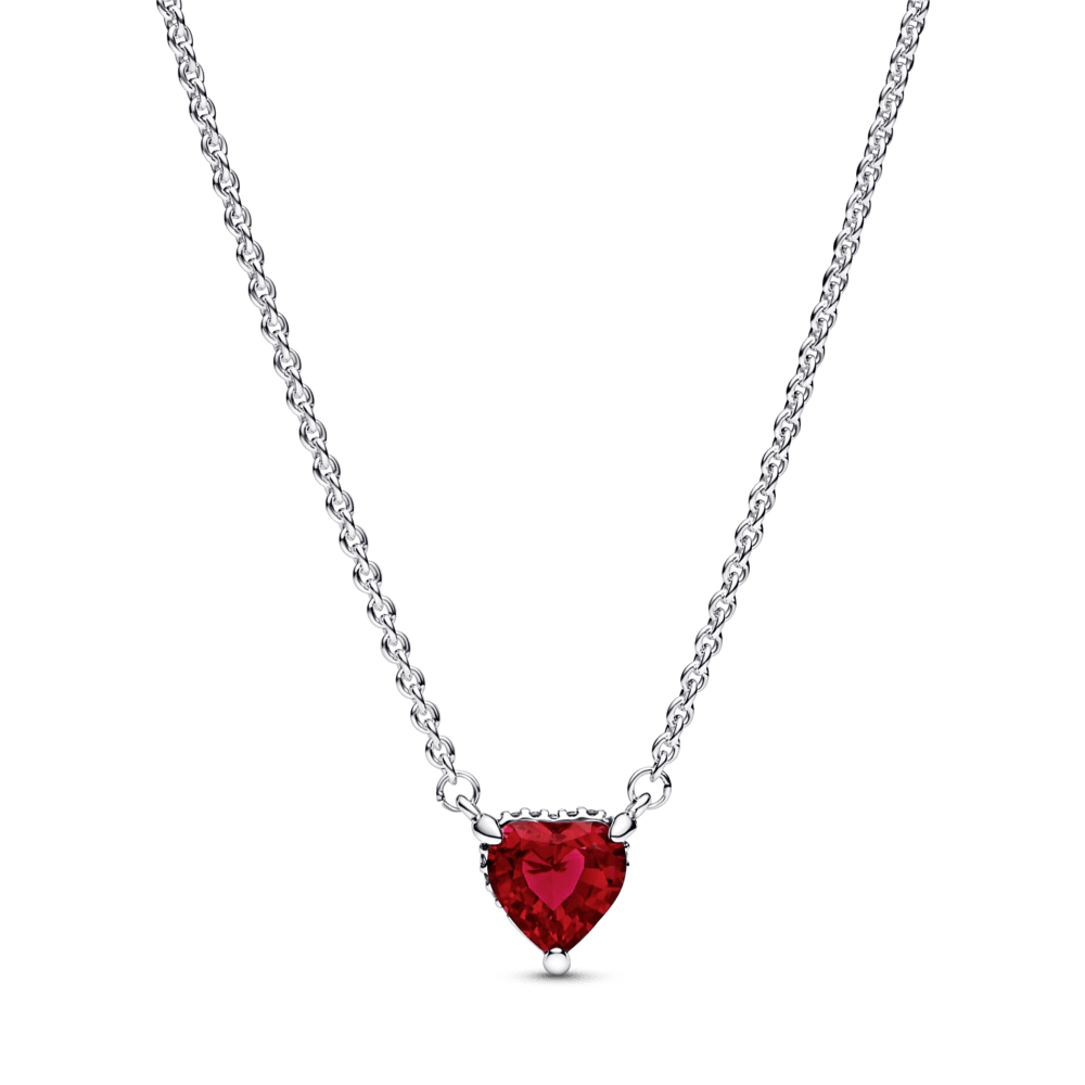 Collar con dije de halo de corazón brillante