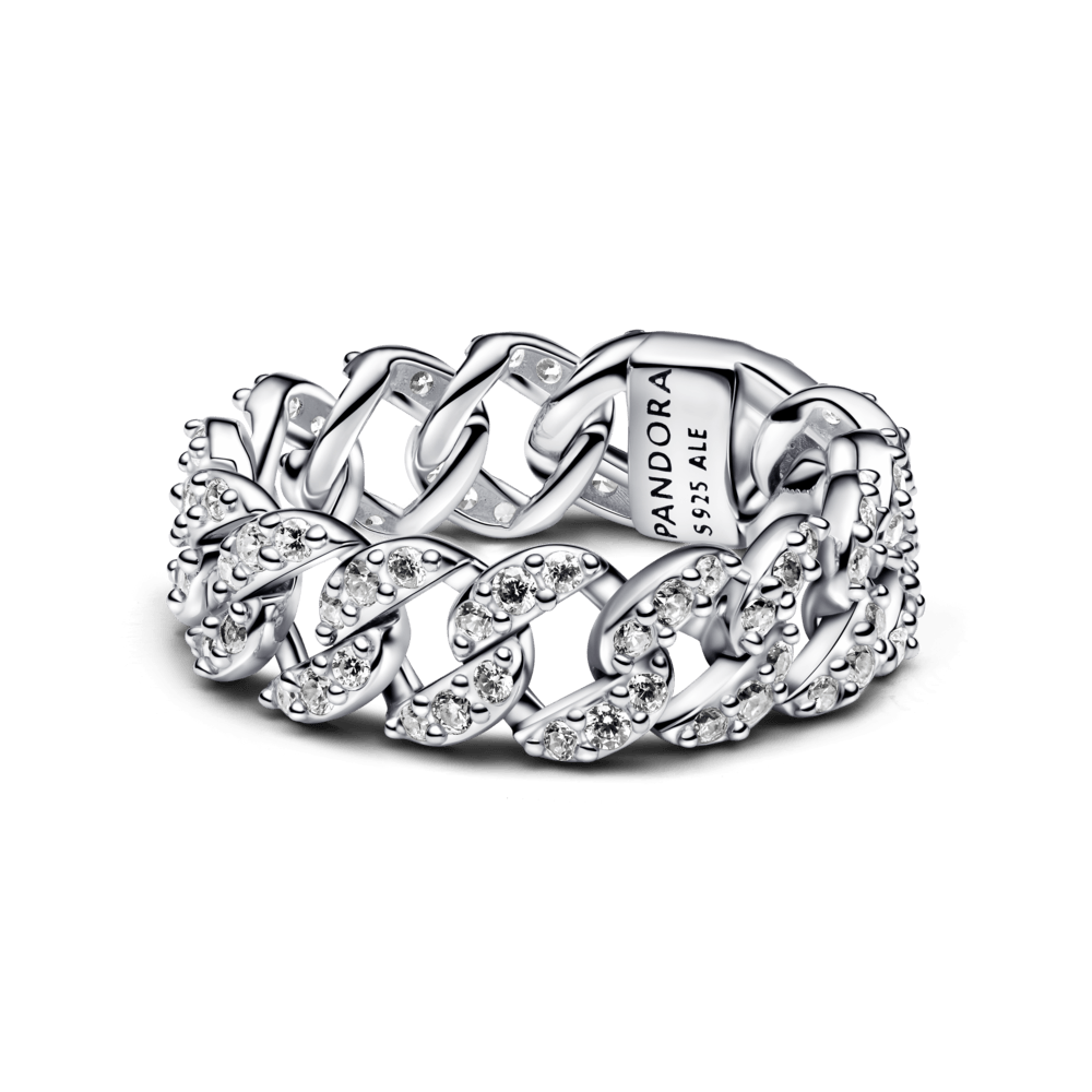 Anillo Cadena Cubana en Pavé